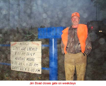 Jim Boad closes the gate on weekdays.